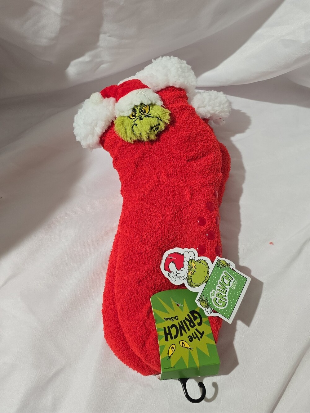 NWT The Grinch Dr. Seuss Slipper Socks With Gripper Sole Sherpa Liner Unisex OS
